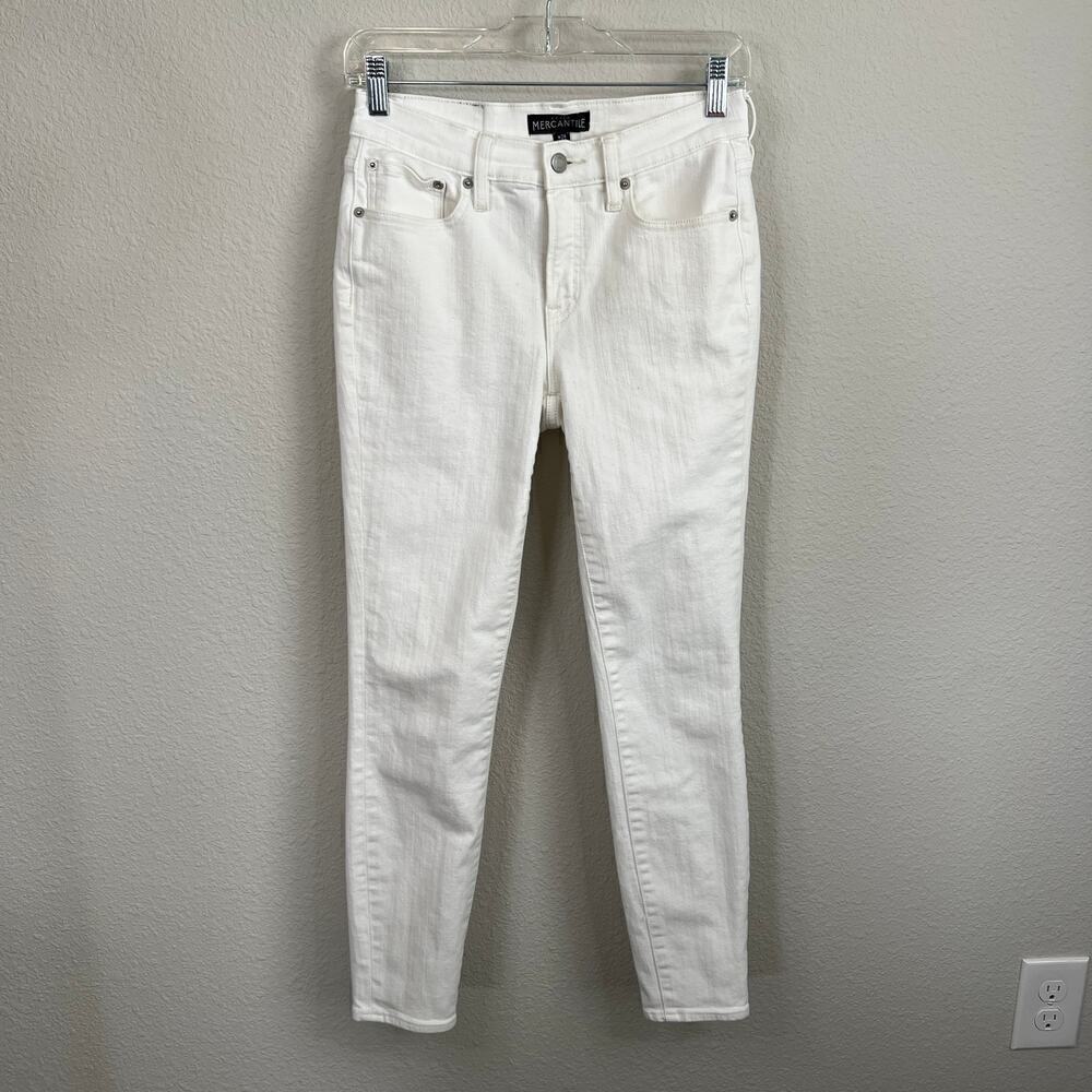 J. Crew Mercantile White Skinny Jeans Women's 26 Denim Mid Rise Stretch